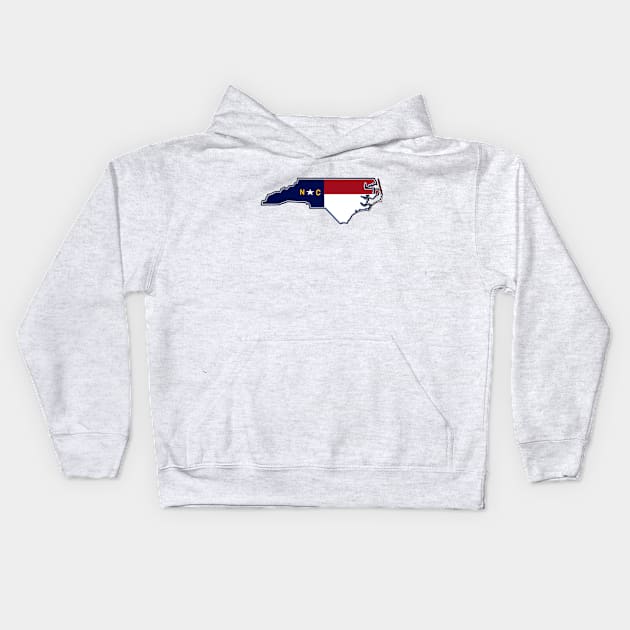 North Carolina State with Flag Colors Kids Hoodie by Trent Tides